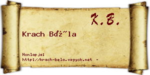Krach Béla névjegykártya